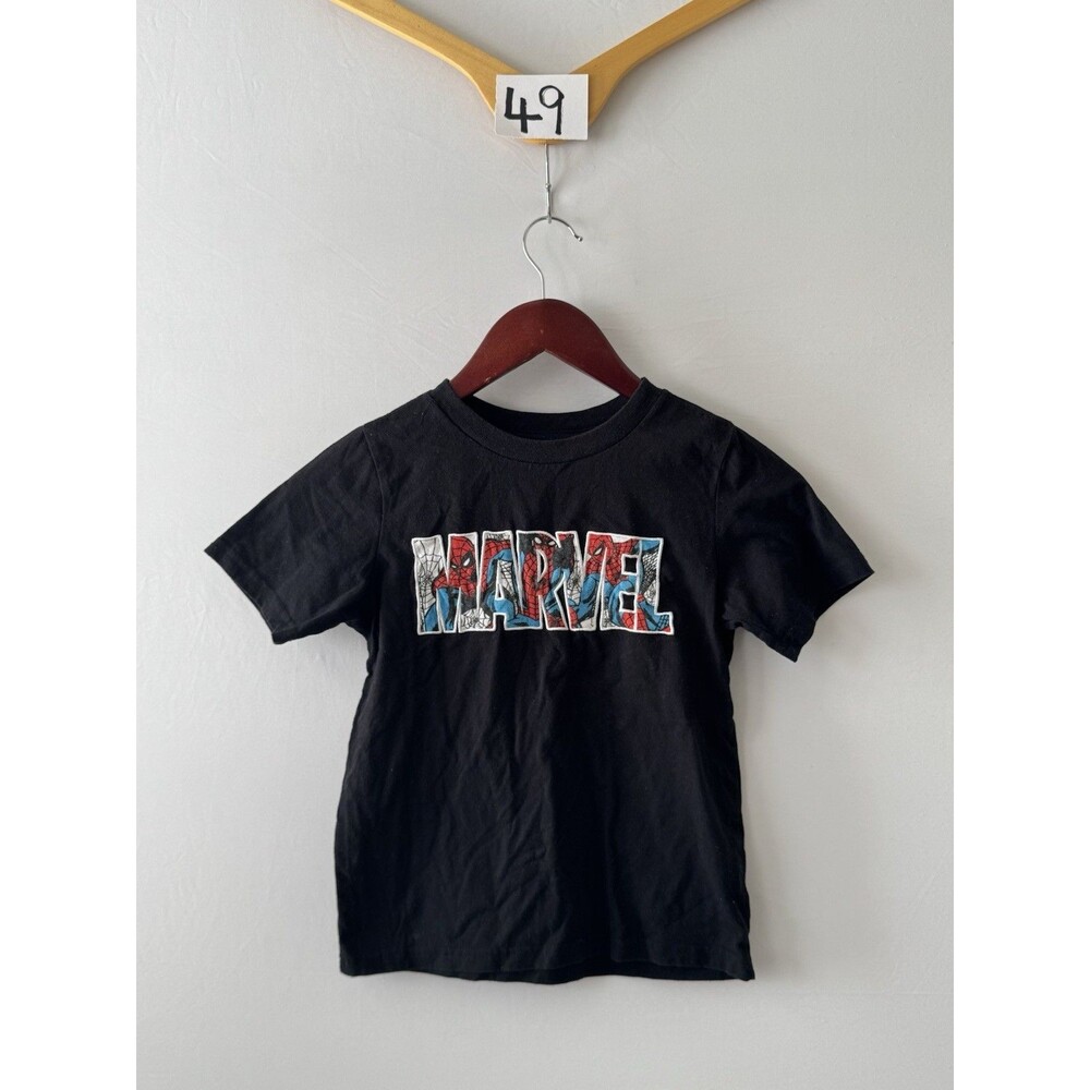 Marvel Spider-Man T Shirt Boys 7 Black Embroidered Logo Graphic Tee 2023